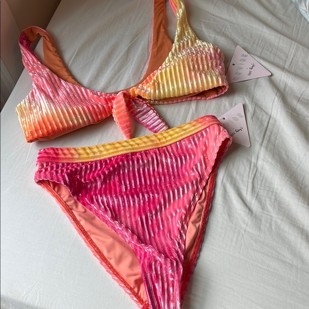 Dippin Daisies Striped Velvet Bikini NWT